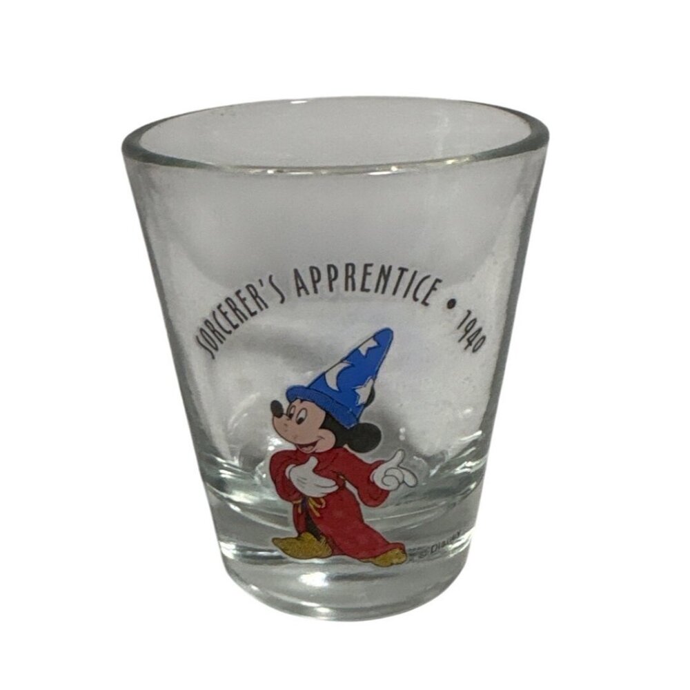 Mickey Mouse Sorcerers Apprentice Shot Glass Disney Collector 2.5" Tall  Clear